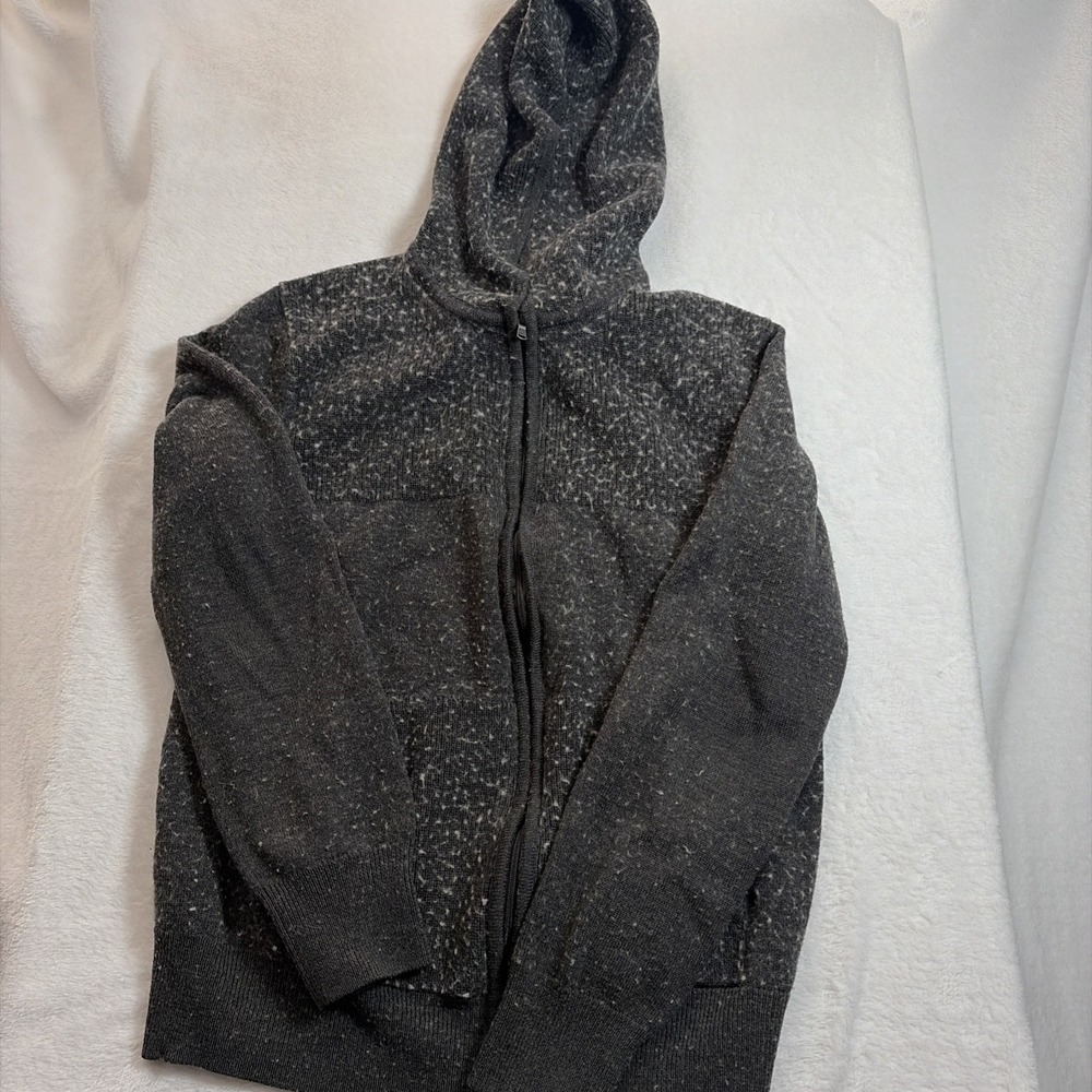 Michael Kors Womens Textured Gray Full Zip-Up Sweater with Hood Size Med
